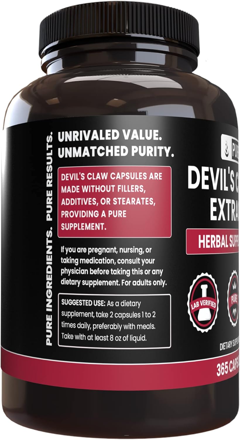 365 Capsules Devil's Claw Supplement - Pure Ingredients, No Fillers - Lab Verified