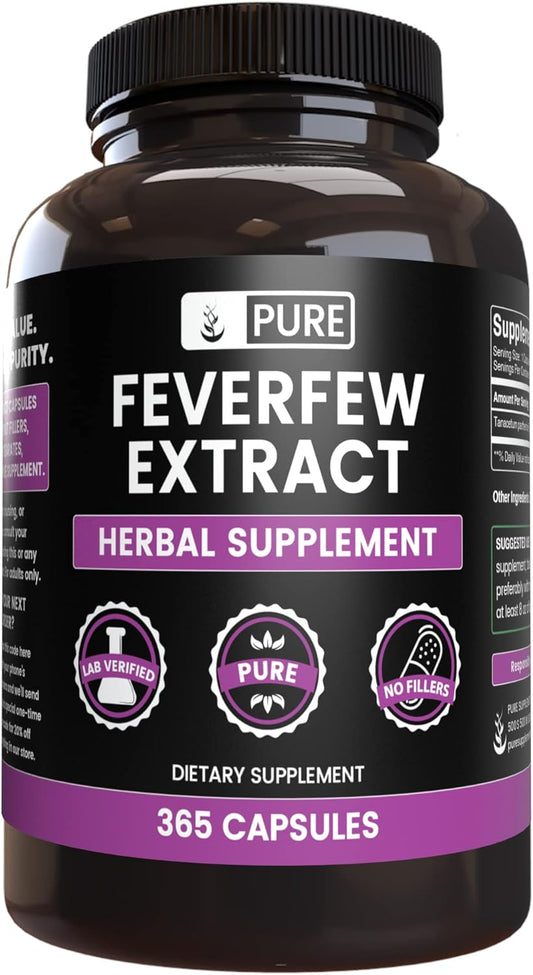 365 Capsules Feverfew Extract - Pure Ingredients, No Fillers - Lab Verified