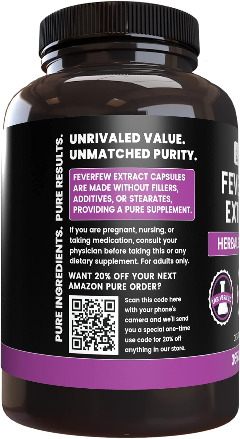365 Capsules Feverfew Extract - Pure Ingredients, No Fillers - Lab Verified