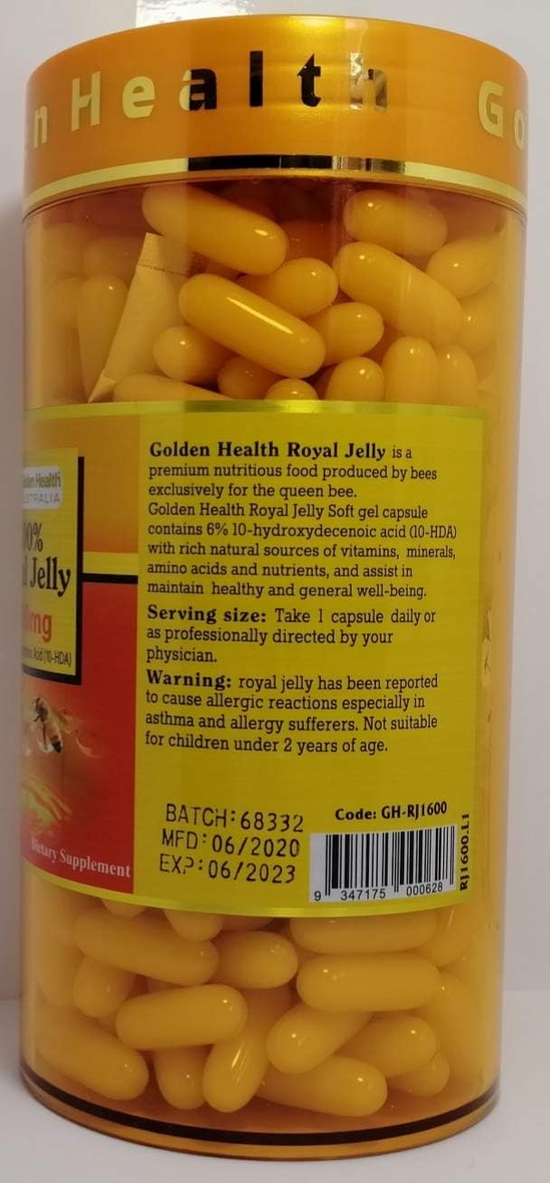 365 Capsules of Australian Made Golden Health Royal Jelly 1600mg with 6% 10-HDA