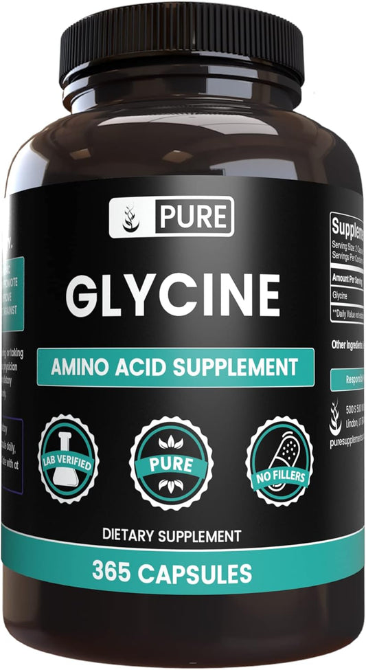 365 Capsules of Glycine with Pure Original Ingredients, Lab Verified, No Magnesium or Rice Fillers - Always Pure