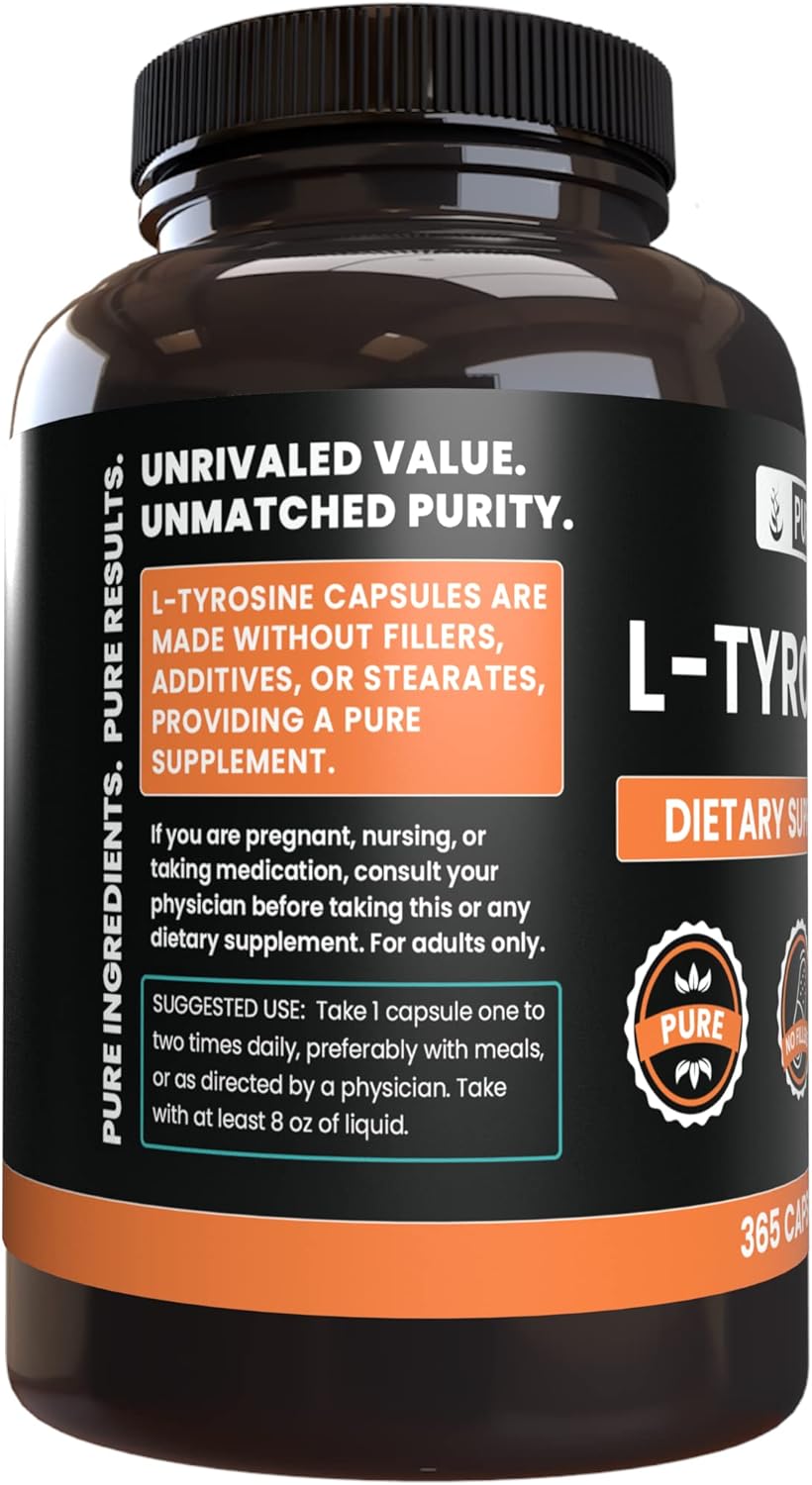 365 Capsules of L-Tyrosine and Magnesium Citrate Bundle, Lab Verified, Pure Original Ingredients