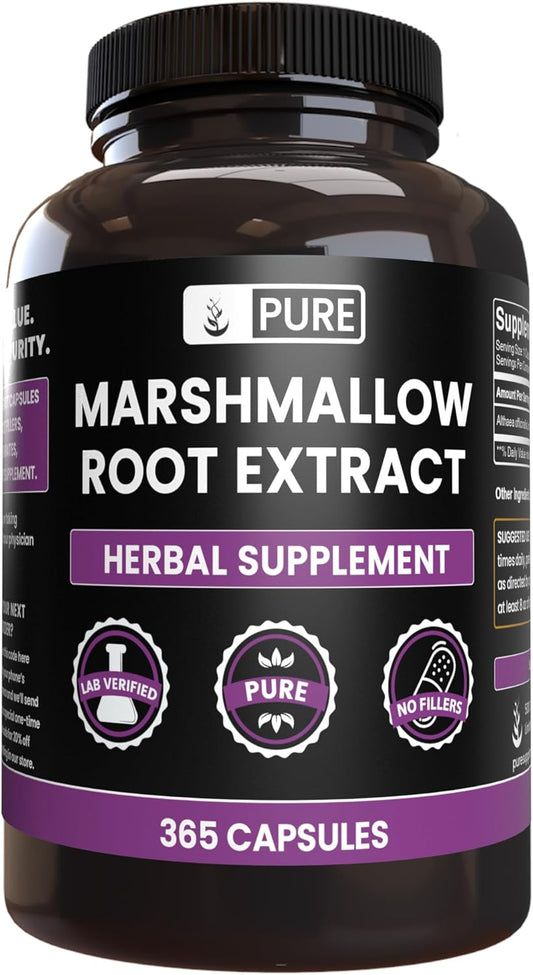 365 Capsules of Marshmallow Root with Pure Ingredients - No Magnesium or Rice Fillers - Lab Verified