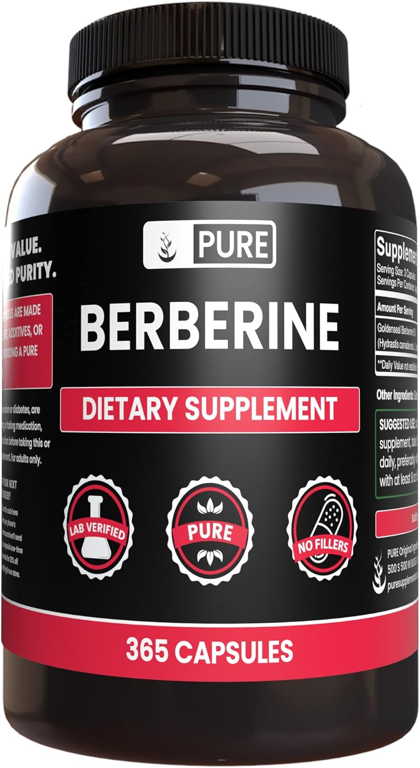 365 Capsules of Pure Berberine Extract with Original Ingredients, Lab Verified, No Magnesium or Rice Fillers