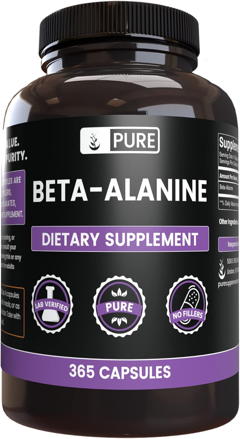 365 Capsules of Pure Beta Alanine - Lab Verified, No Additives or Fillers
