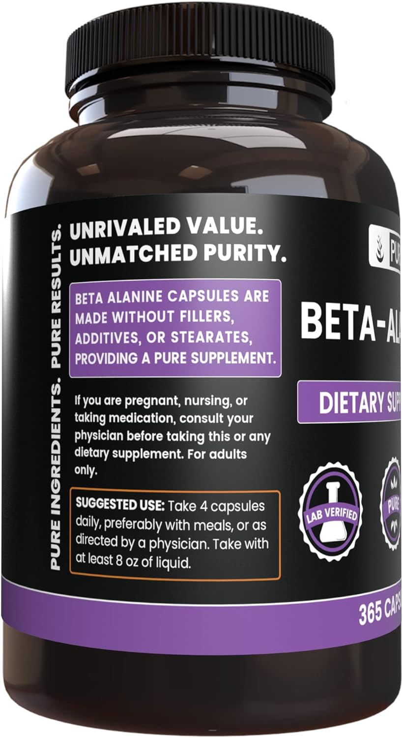 365 Capsules of Pure Beta Alanine - Lab Verified, No Additives or Fillers