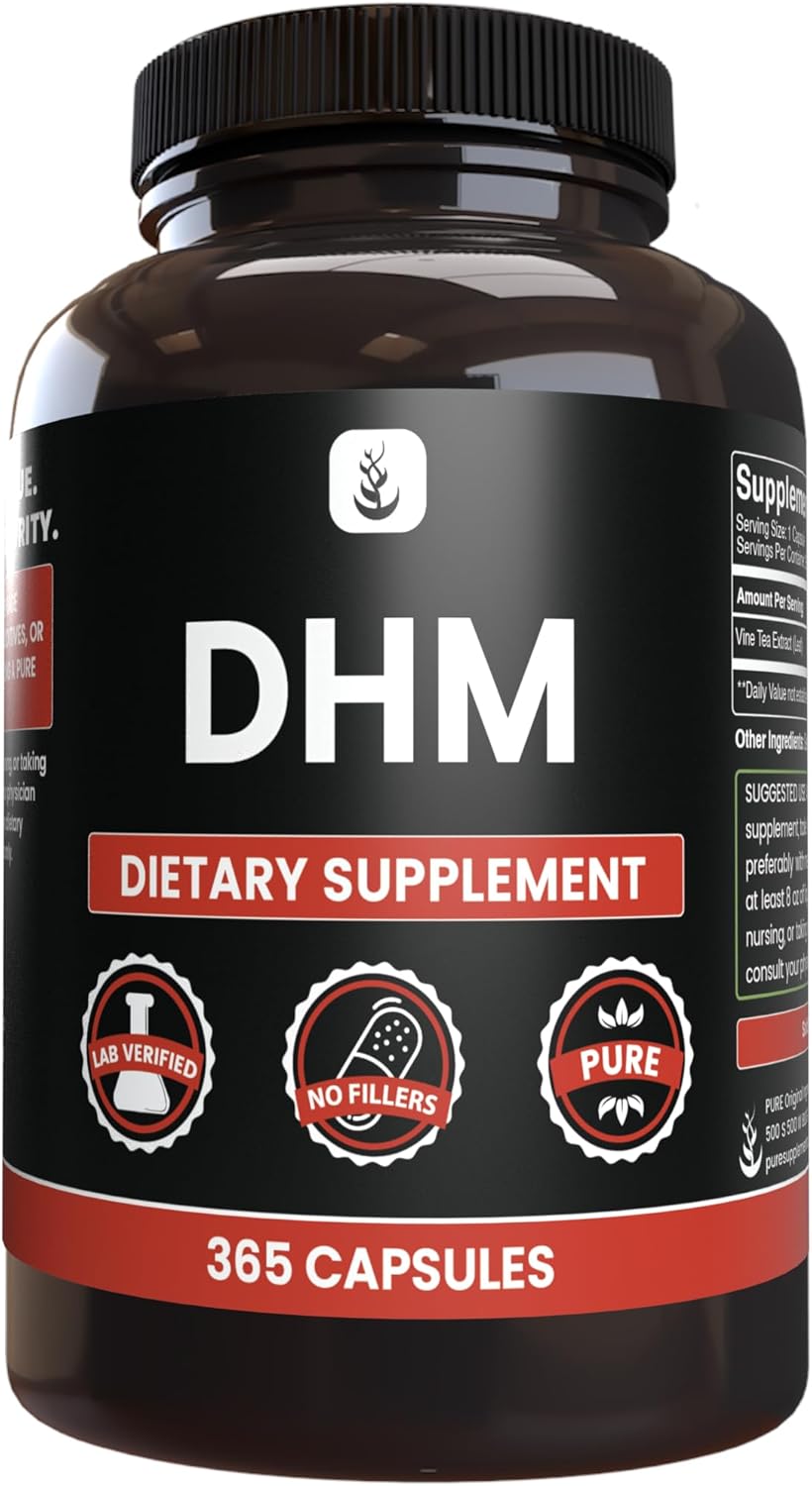 365 Capsules of Pure DHM with Original Ingredients, No Magnesium or Rice Fillers - Lab Verified