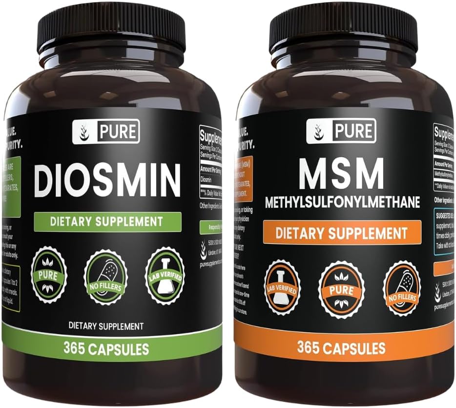 365 Capsules of Pure Diosmin and MSM Bundle - No Fillers, Always Original Ingredients