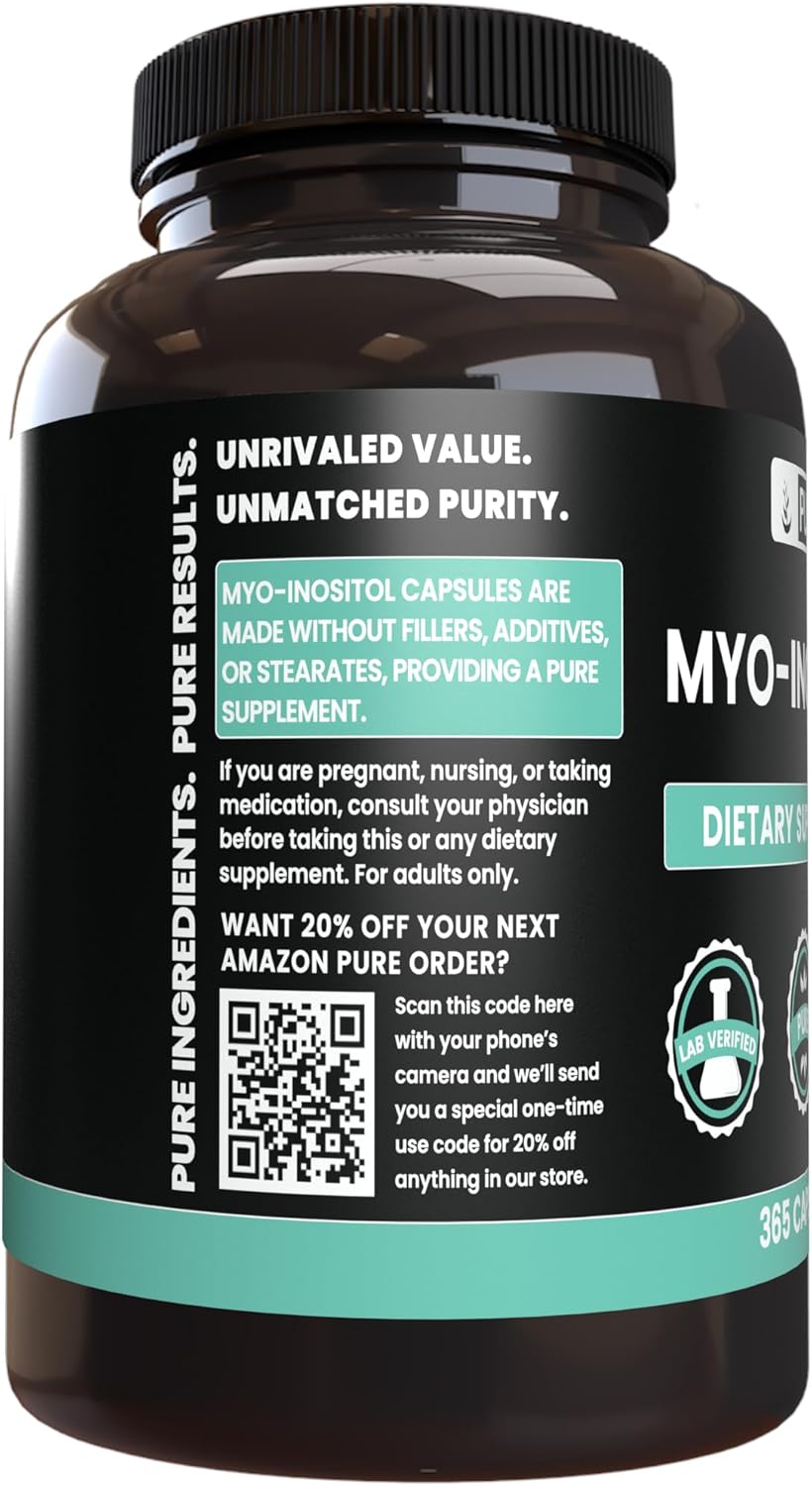 365 Capsules of Pure Myo-Inositol with Original Ingredients - Lab Verified, No Magnesium or Rice Fillers