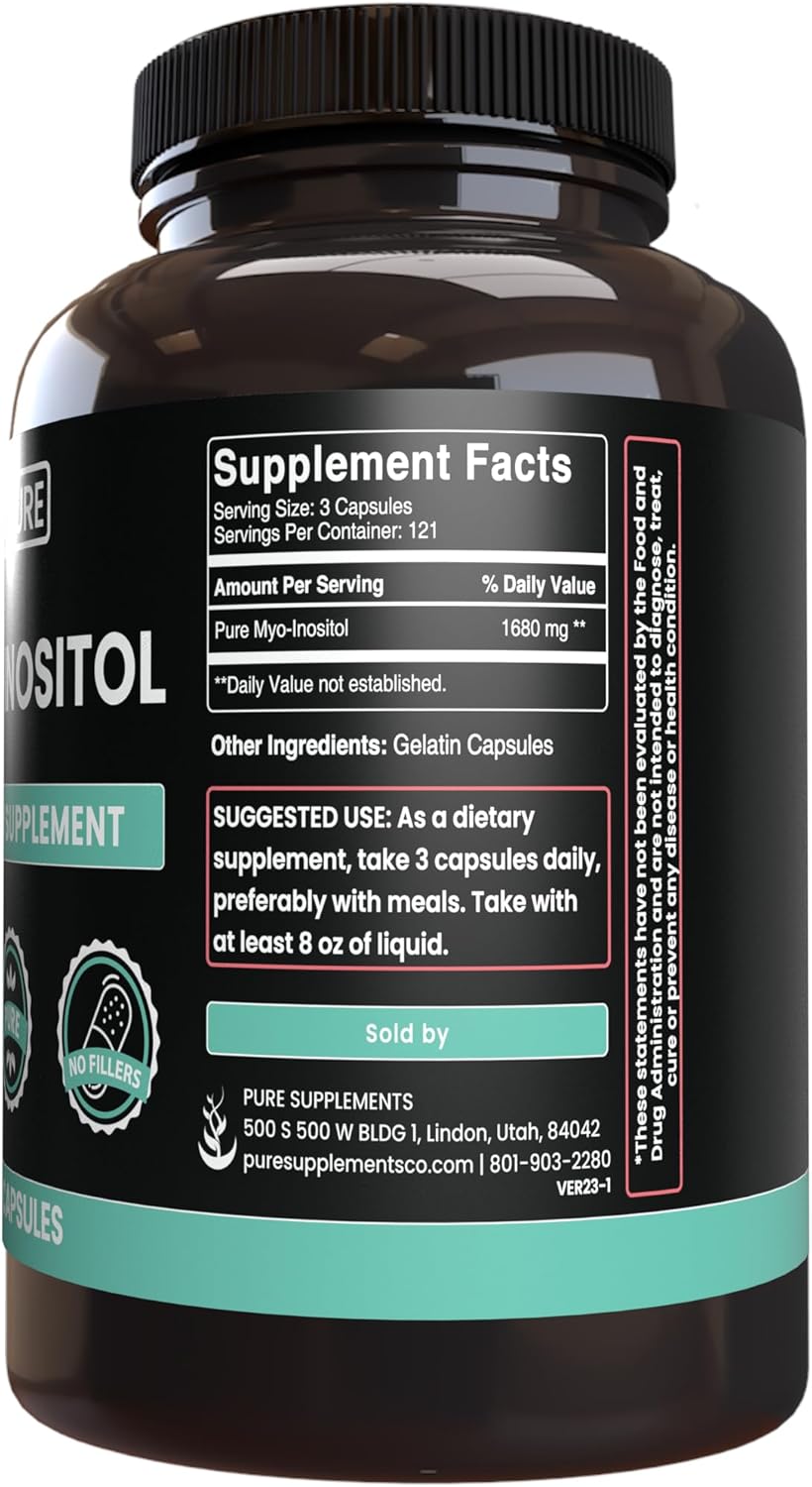 365 Capsules of Pure Myo-Inositol with Original Ingredients - Lab Verified, No Magnesium or Rice Fillers