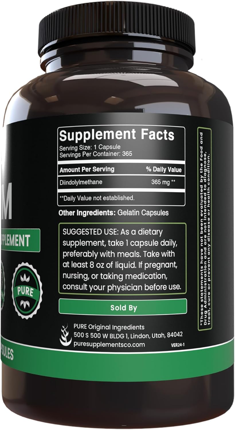 365 Capsules of Pure Original Diindolylmethane (DIM) - No Fillers, Lab Verified