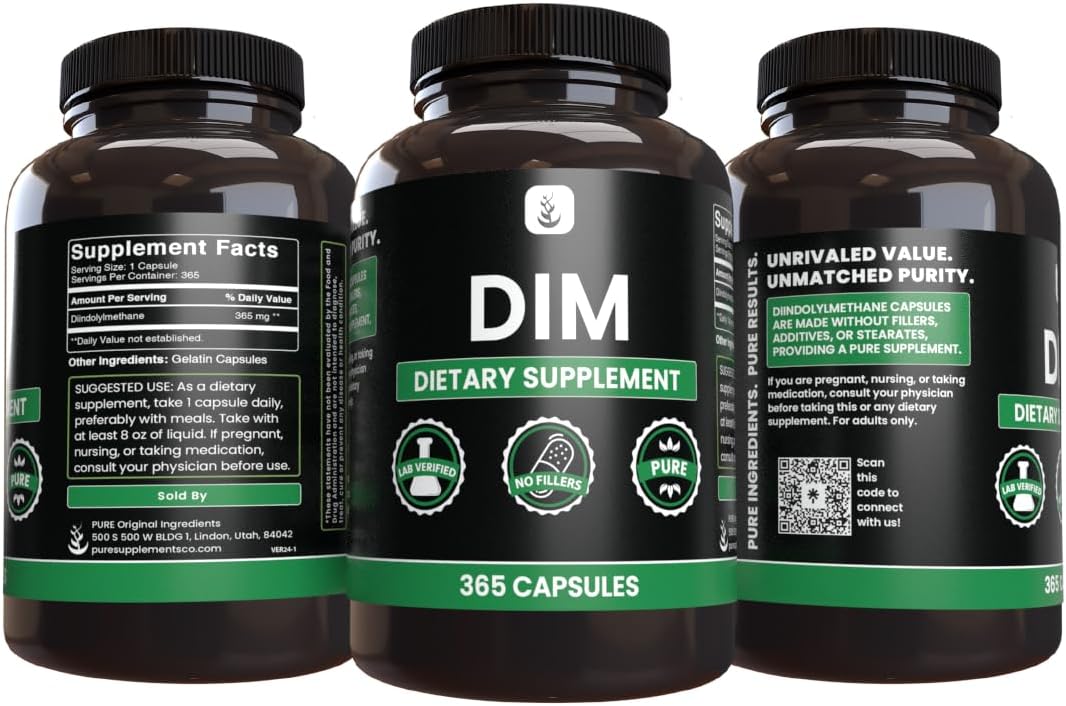 365 Capsules of Pure Original Diindolylmethane (DIM) - No Fillers, Lab Verified