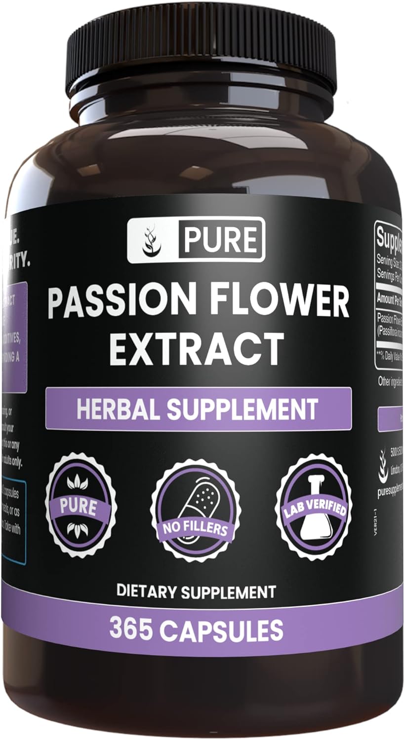 365 Capsules of Pure Passion Flower Extract - No Magnesium or Rice Fillers - Lab Verified Quality