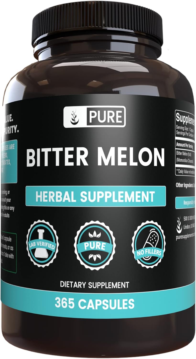 365 Capsules Pure Bitter Melon with Original Ingredients - No Magnesium or Rice Fillers, Lab Verified