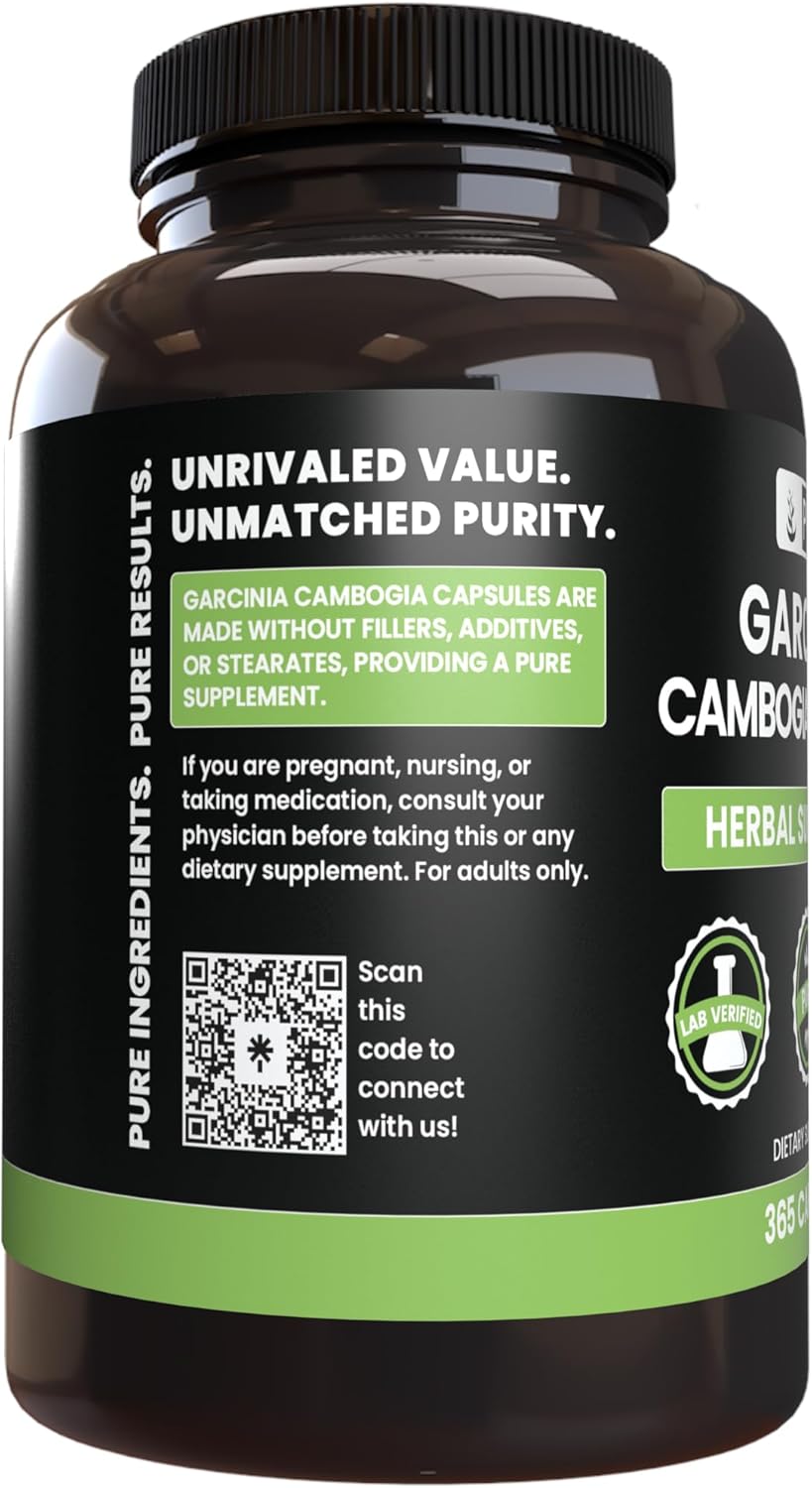 365 Count Garcinia Cambogia Capsules with Pure Original Ingredients, Lab Verified - No Magnesium or Rice Fillers