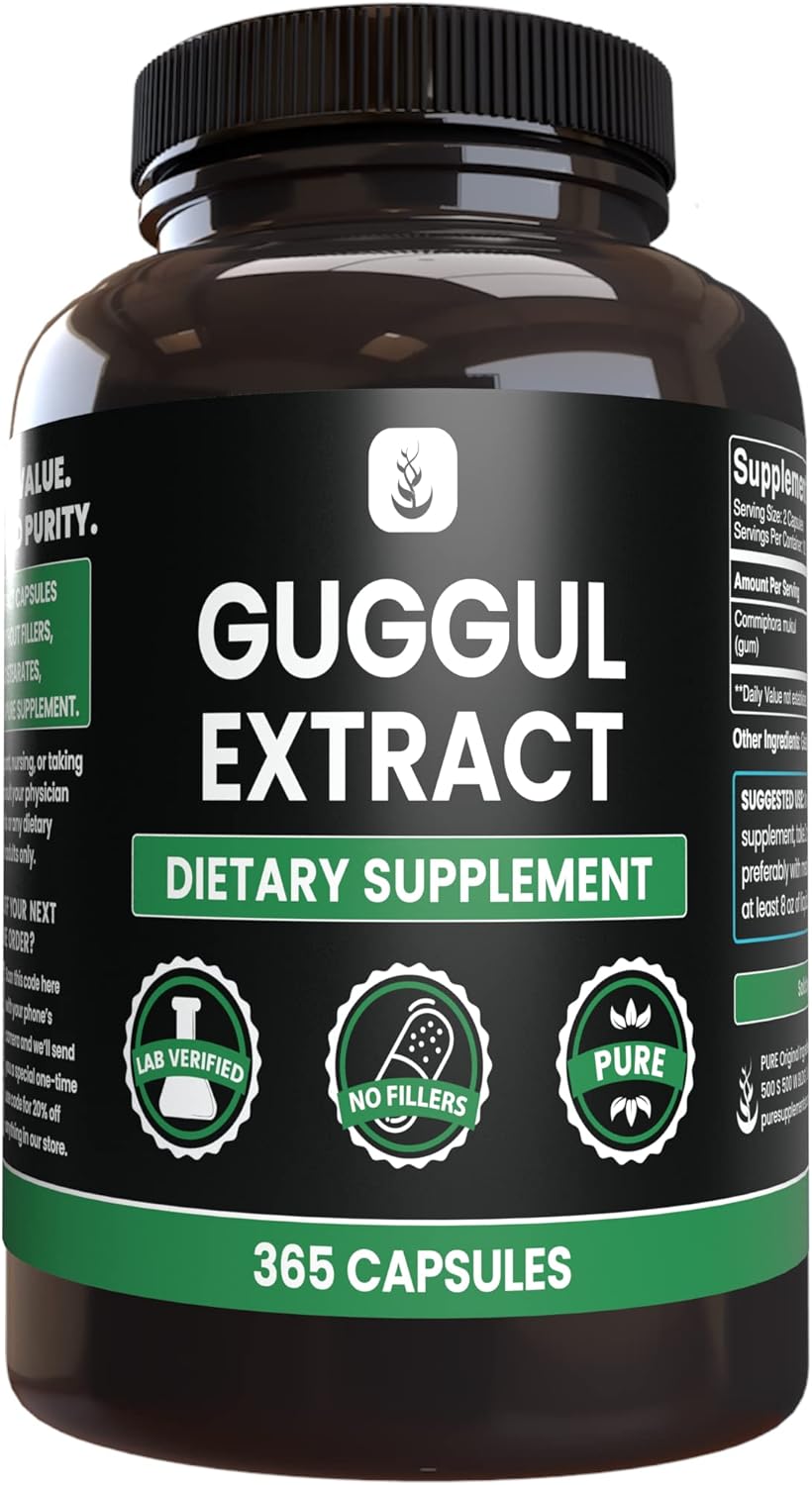 365 Count Guggul Extract Capsules - Pure Original Ingredients, Lab Verified, No Additives or Fillers
