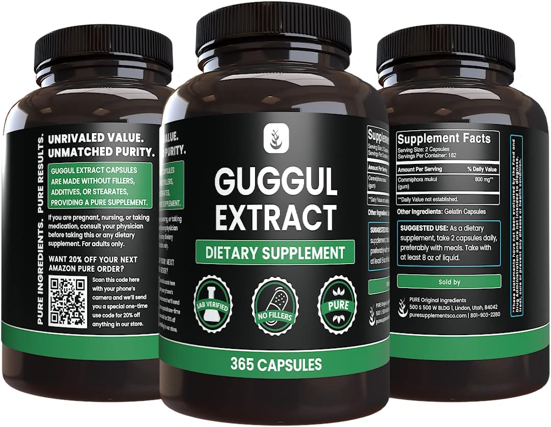 365 Count Guggul Extract Capsules - Pure Original Ingredients, Lab Verified, No Additives or Fillers