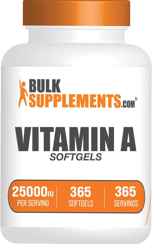 365 Count Vitamin A 25000 IU Softgels for Eye & Immune Support - Retinyl Palmitate Supplement, Gluten Free - 1 Softgel/Serving
