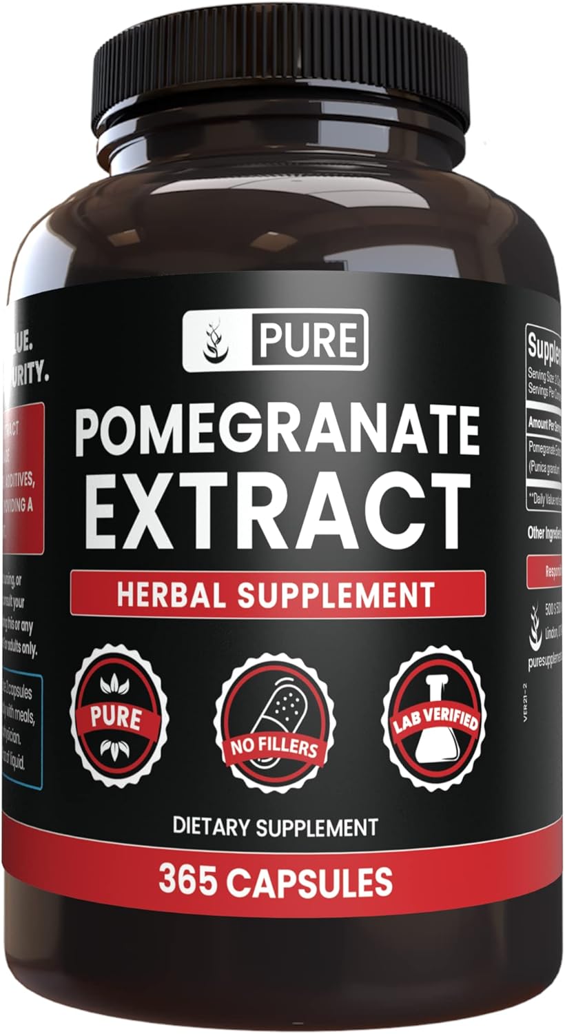365 Pure Pomegranate Extract Capsules - No Magnesium or Rice Fillers - Lab Verified Quality