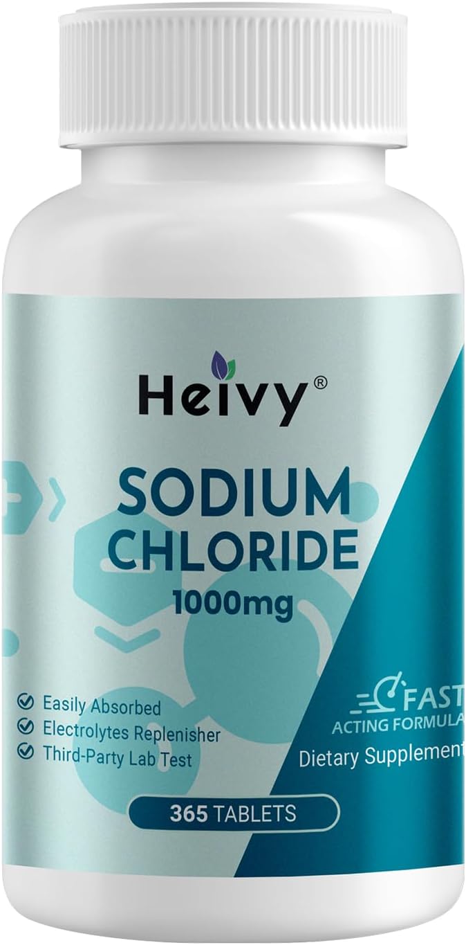 365 Pure Salt Sodium Chloride Tablets 1000mg - Non-GMO Electrolyte Replenisher for Hydration Support and Balance