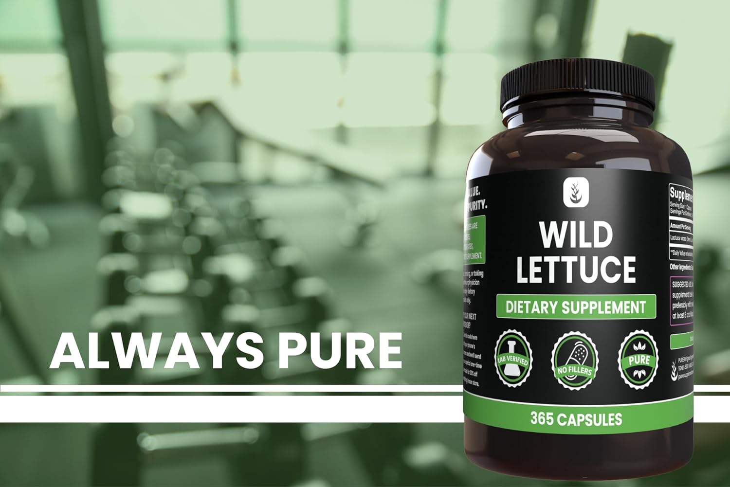 365 Wild Lettuce Capsules - Pure Ingredients, Lab Verified, No Magnesium or Rice Fillers