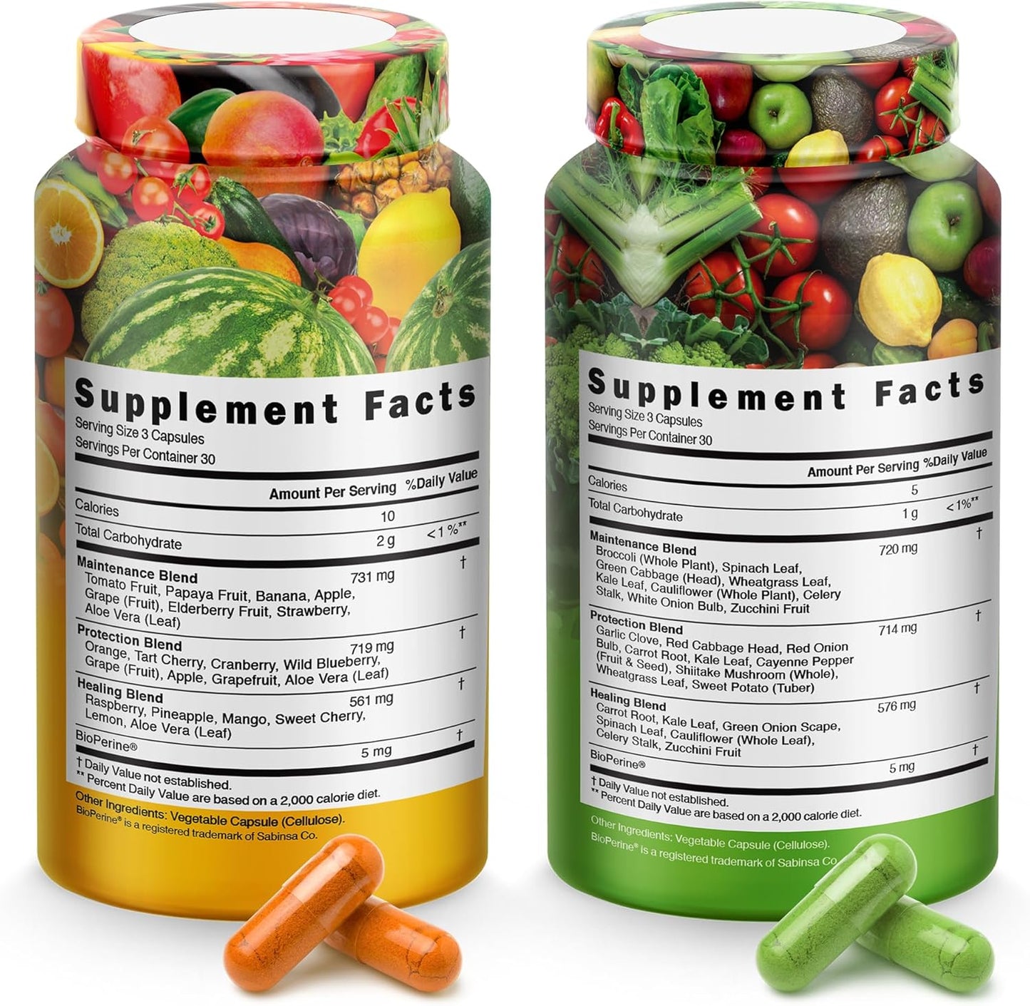 38 Fruits & Vegetables Super Food Powder with BioPerine for Energy Boost - Made in USA - Men & Women's Health Supplement