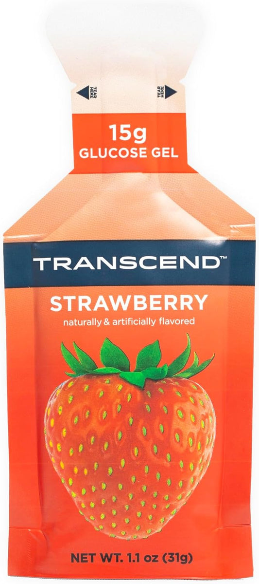 38 Pack Transcend Foods Strawberry Gel 1.1 oz - Fast-Acting Carb Gel, Gluten Free Strawberry Flavor - No Caffeine - BoostGo Australia