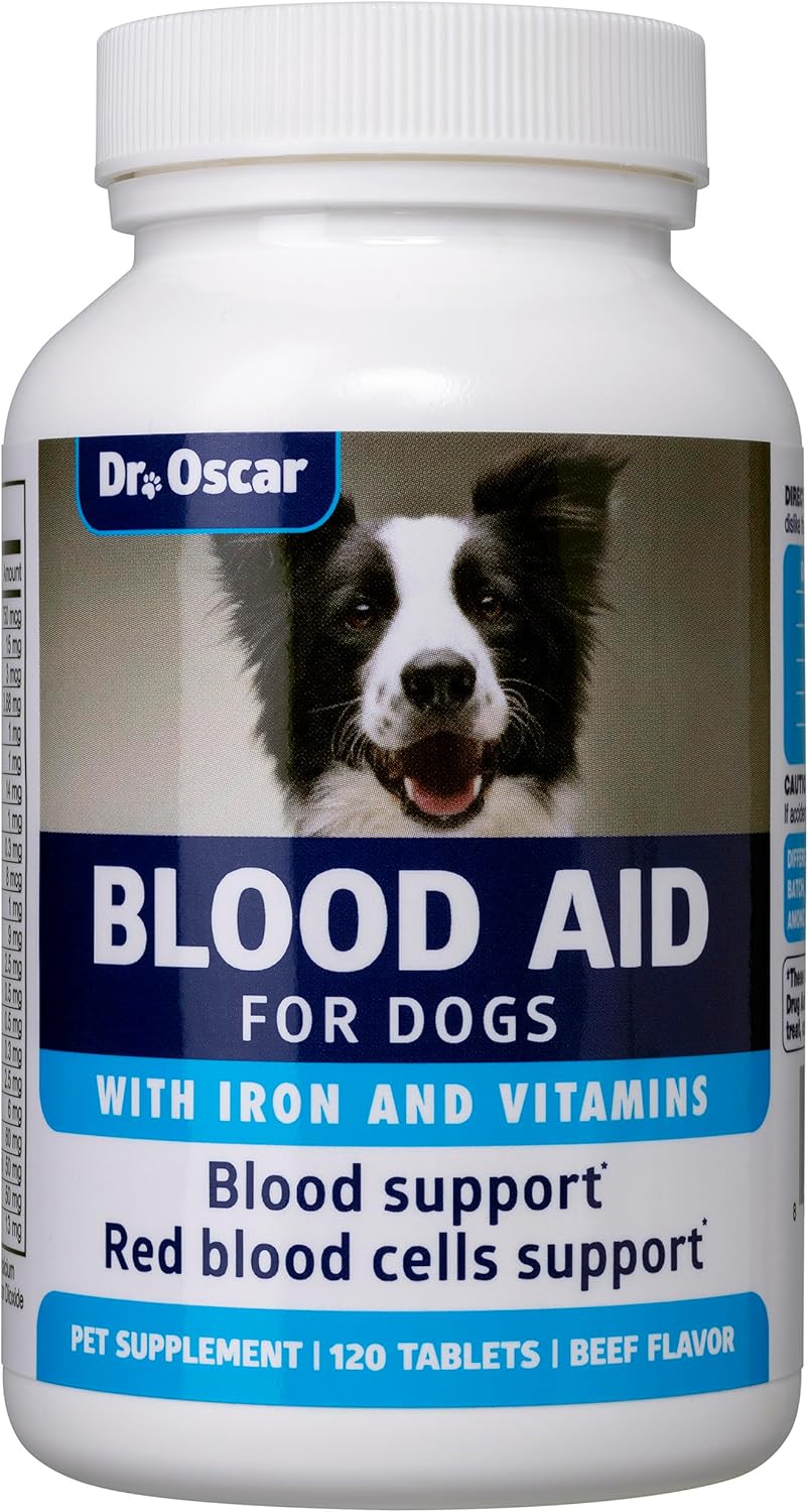 3in1 Dog Blood Aid, Immunity, Energy & Iron Supplement, Supports Blood Health, Red Cell Levels & Clotting, 120 Tablets