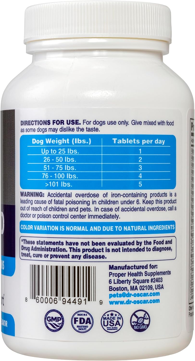 3in1 Dog Blood Aid, Immunity, Energy & Iron Supplement, Supports Blood Health, Red Cell Levels & Clotting, 120 Tablets