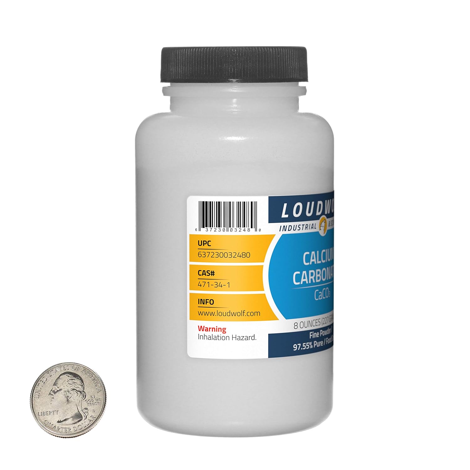 4 Bottles of 2 Pounds Loudwolf Calcium Carbonate - 97.55% Pure Food Grade Fine Powder