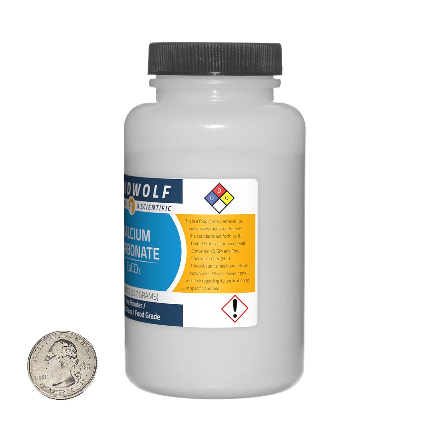 4 Bottles of 2 Pounds Loudwolf Calcium Carbonate - 97.55% Pure Food Grade Fine Powder
