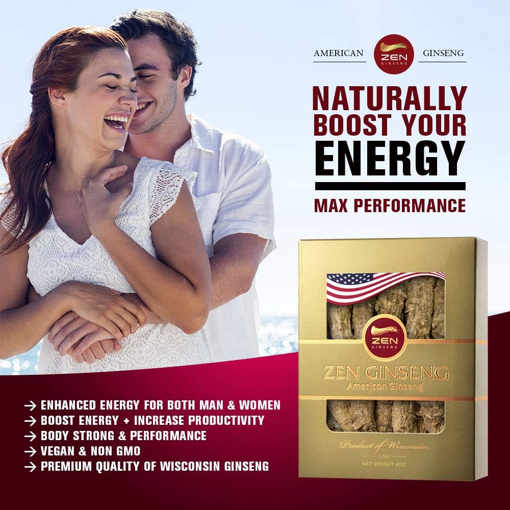 4 Boxes of Premium Large American Ginseng Root (16oz Total) - Non-GMO, Gluten Free Wisconsin Ginseng. Boost Immunity, Energy & Stamina for Men & Women.
