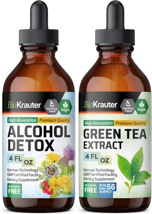 4 Fl. Oz. Alcohol Detox and Green Tea Extract Tinctures - BIO KRAUTER