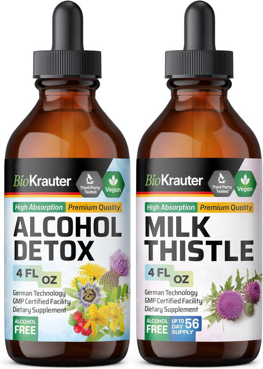 4 Fl. Oz. Alcohol Detox & Milk Thistle Tincture Set for Liver Support