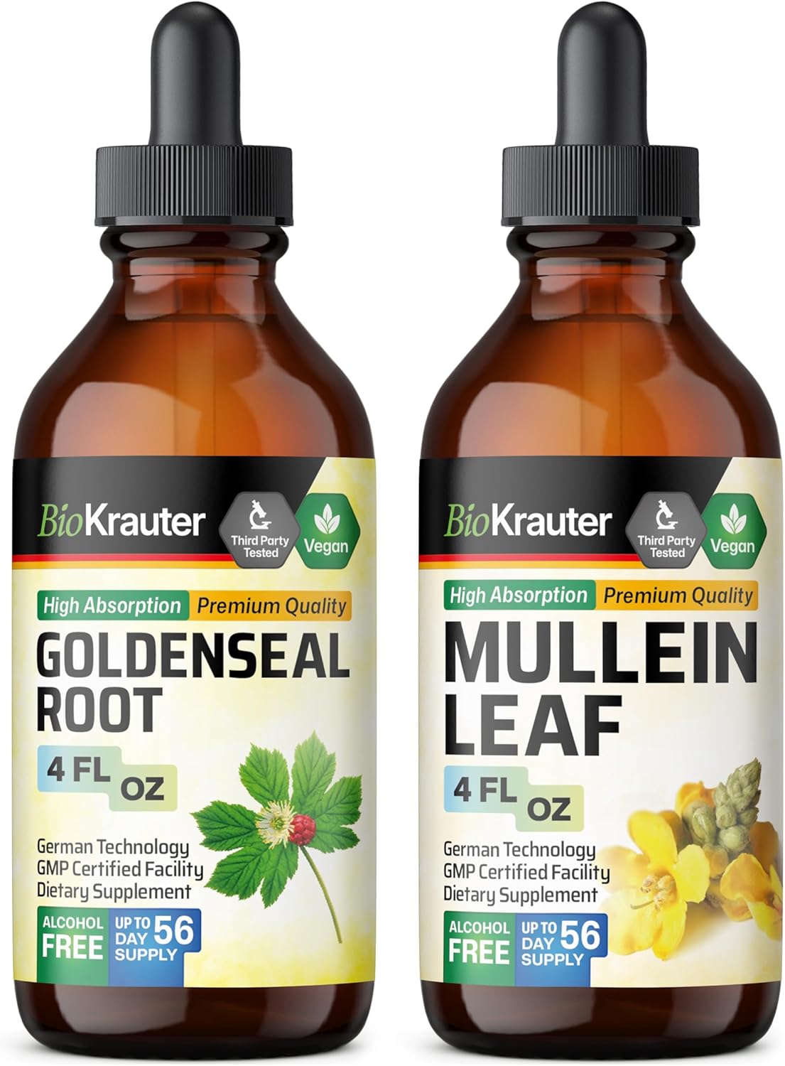 4 Fl. Oz. BIO KRAUTER Goldenseal and Mullein Tincture Set