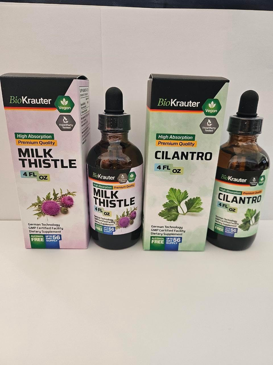 4 Fl. Oz. Cilantro and Milk Thistle Tincture Set by BIO KRAUTER