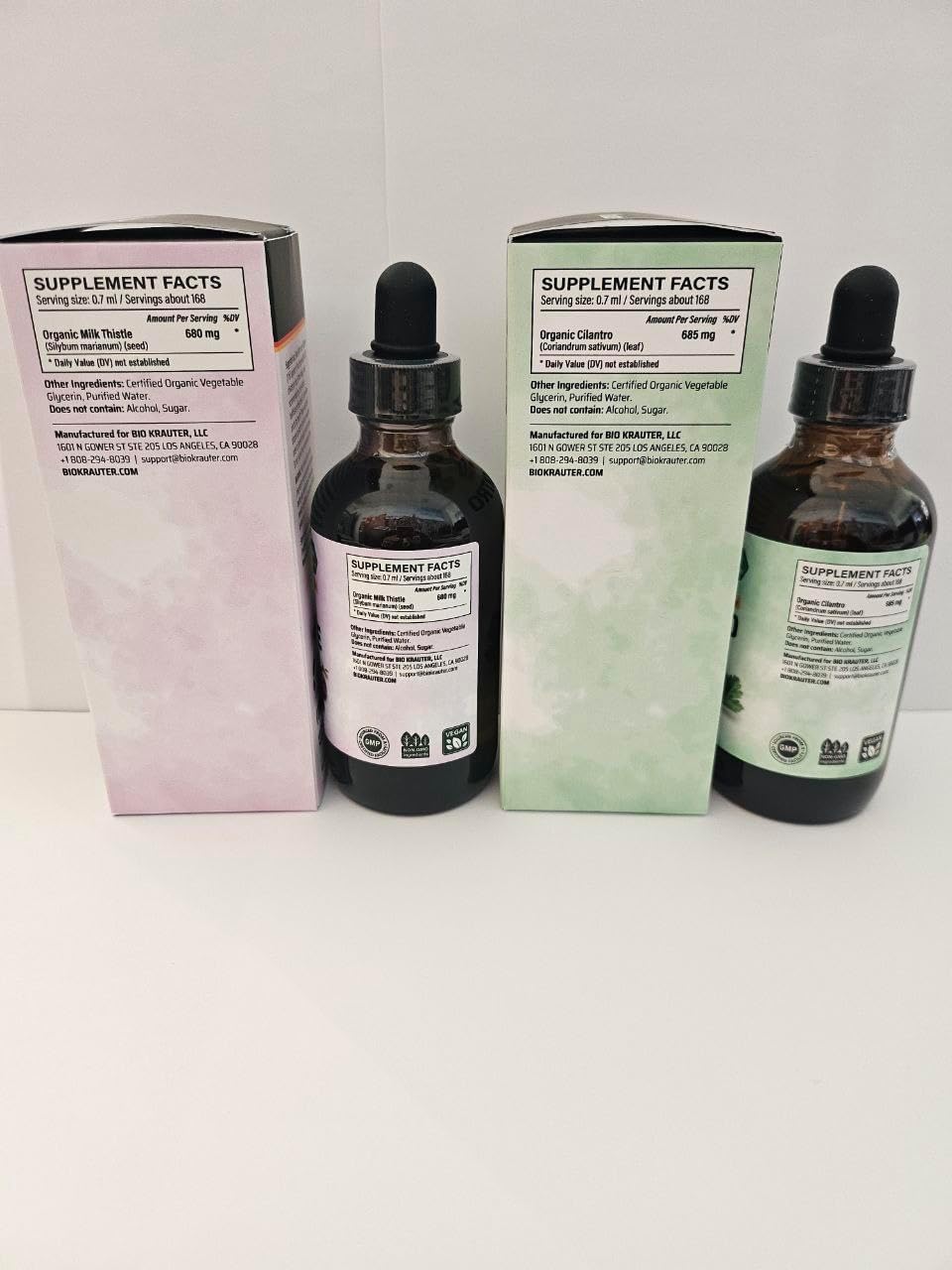 4 Fl. Oz. Cilantro and Milk Thistle Tincture Set by BIO KRAUTER
