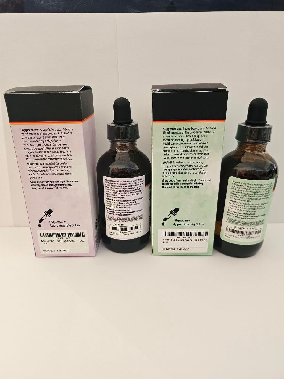 4 Fl. Oz. Cilantro and Milk Thistle Tincture Set by BIO KRAUTER