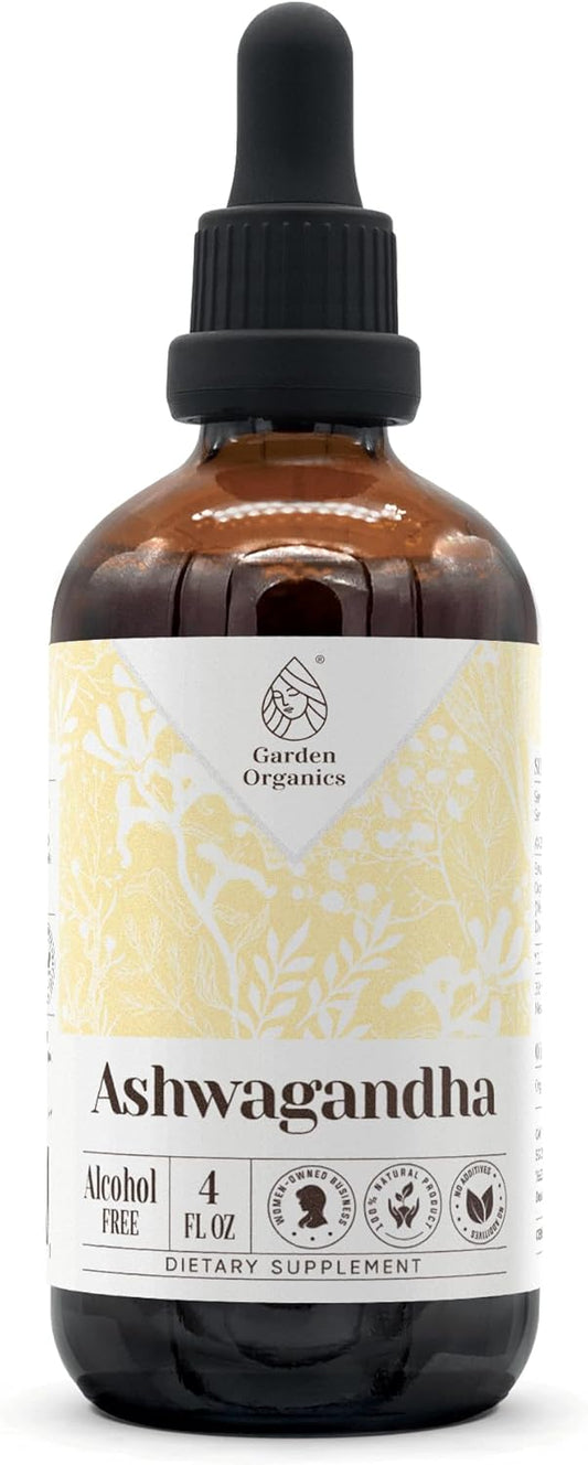 4 fl oz Garden Organics Ashwagandha Alcohol-Free Liquid Drops - Immune System Booster Extract from 100% Dried Root