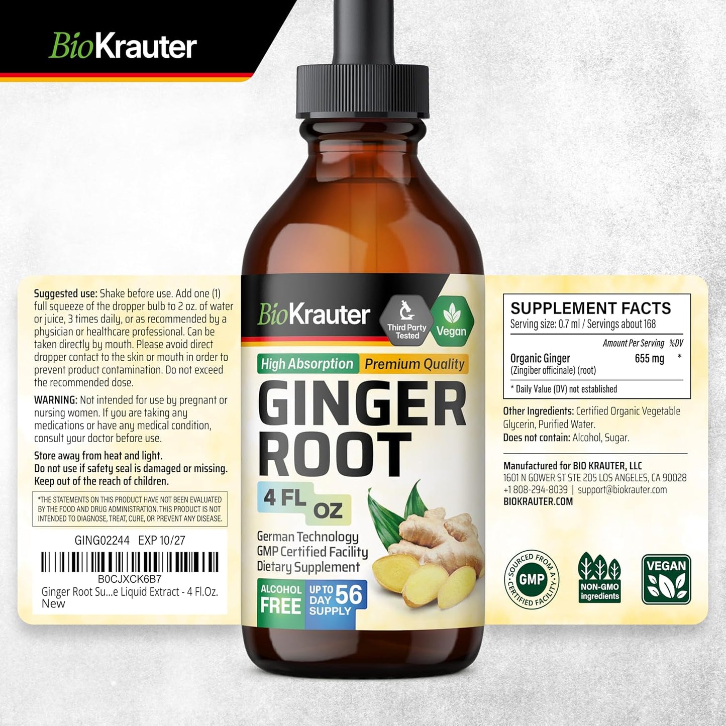 4 Fl. Oz. Ginger Root and Cayenne Pepper Tincture Combo Pack by BIO KRAUTER