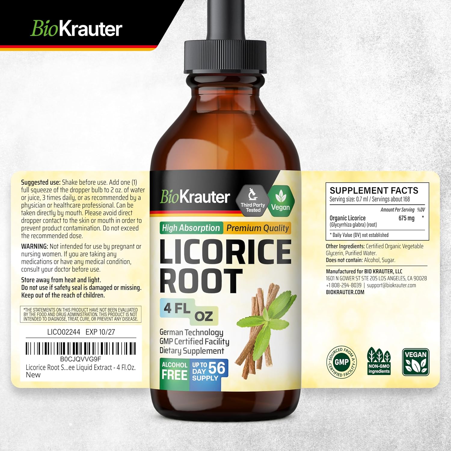 4 Fl. Oz. Licorice Root and Lobelia Tincture Set by BIO KRAUTER