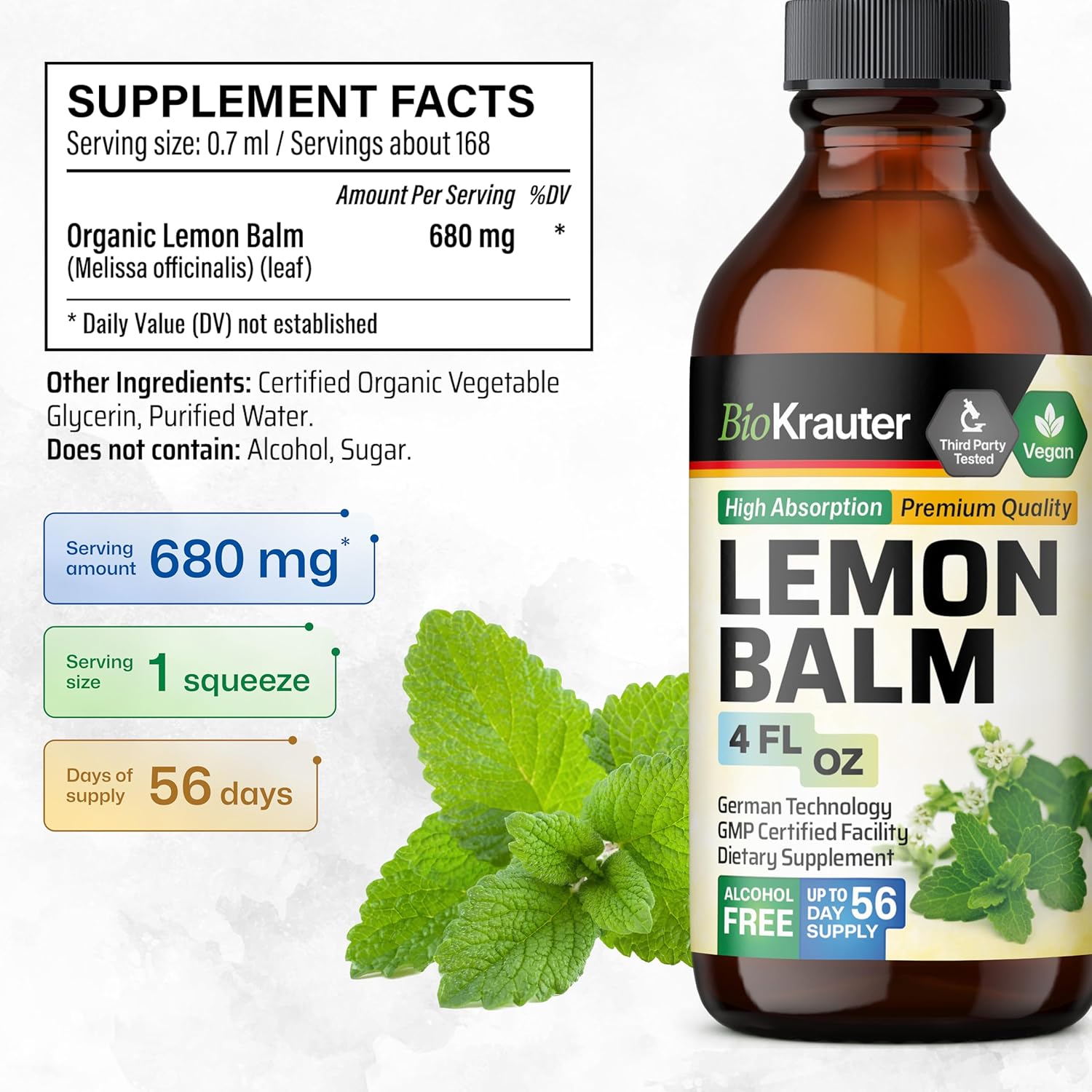 4 Fl. Oz. St. John's Wort and Lemon Balm Tinctures by BIO KRAUTER