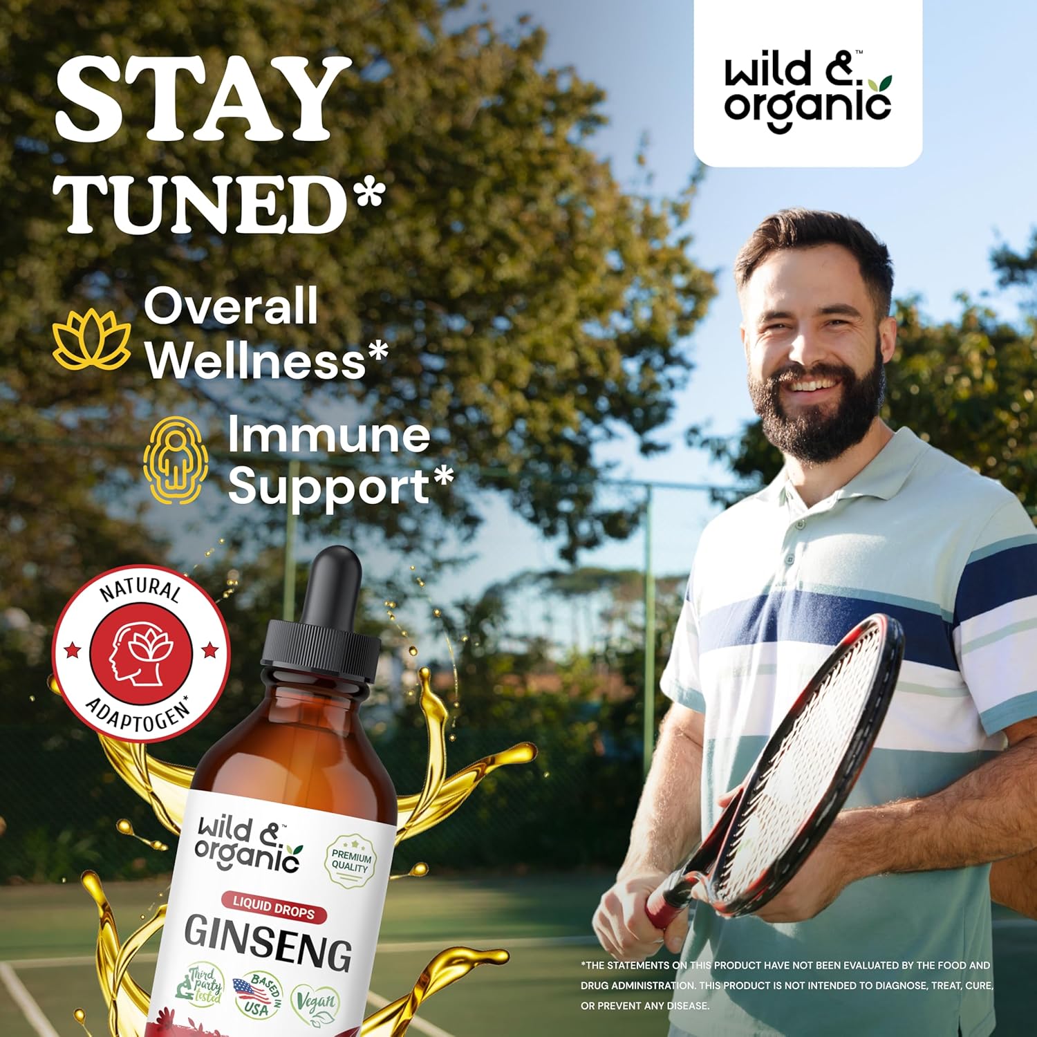 4 fl oz Wild Ginseng and Lion's Mane Organic Tinctures for Natural Health and Wellness