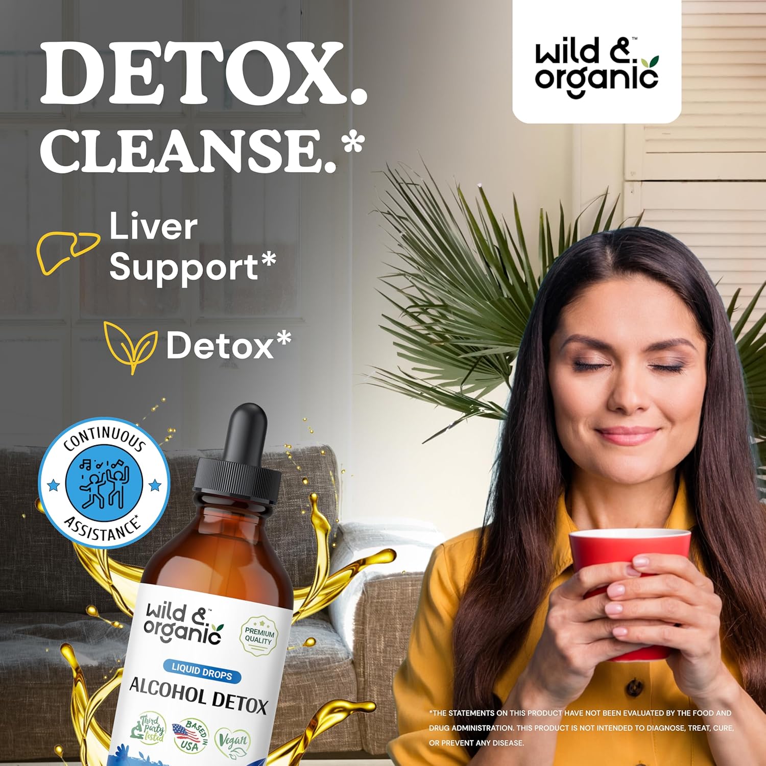 4 fl oz Wild & Organic Alcohol Detox Tincture with Milk Thistle Tincture for Liver Support
