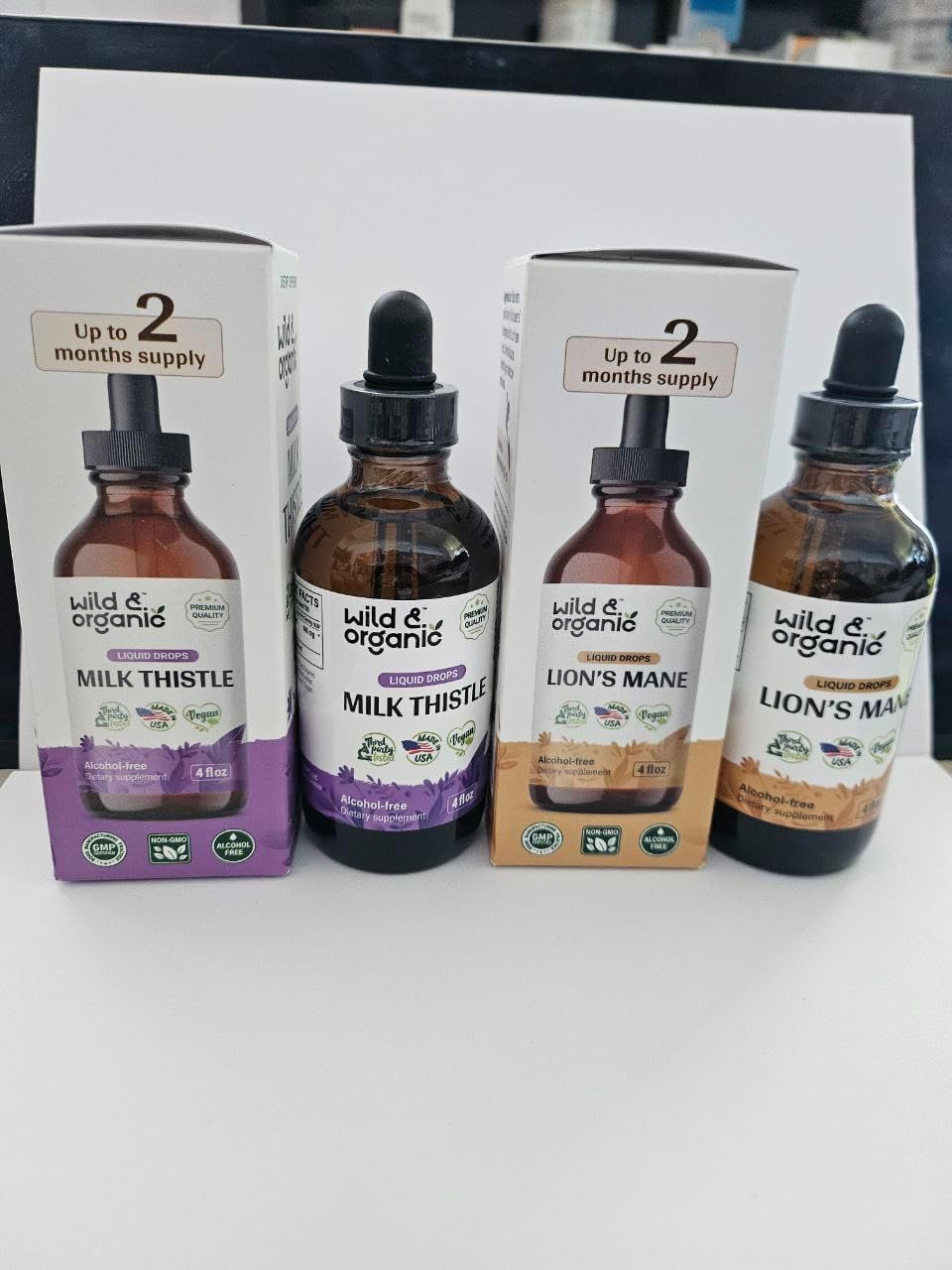 4 fl oz Wild & Organic Milk Thistle and Lion's Mane Tincture Set