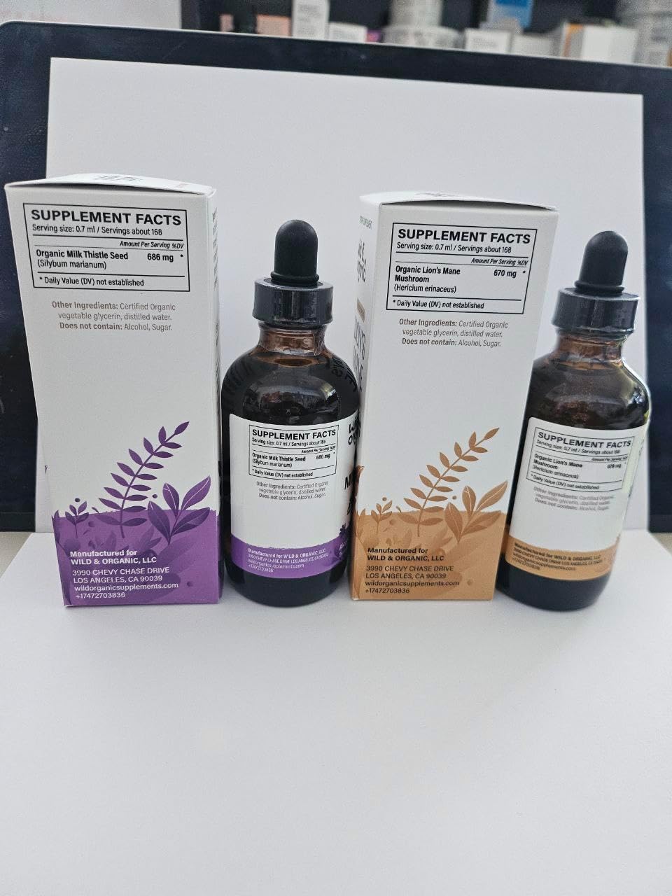 4 fl oz Wild & Organic Milk Thistle and Lion's Mane Tincture Set