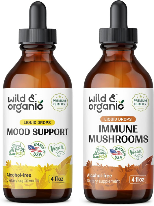 4 fl oz Wild & Organic Mood Support Tincture with Immune Mushroom - Boost Mood and Immune System Naturally