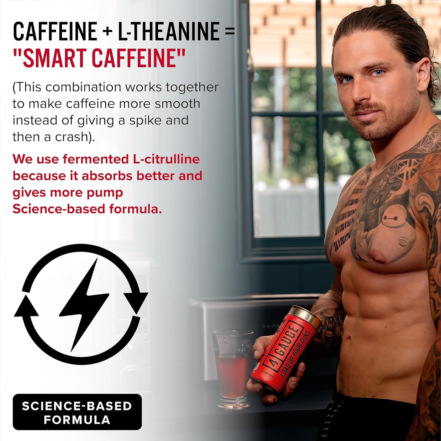 4 Gauge Explosive Preworkout - Jitter-Free Nitric Oxide Booster with L-Citrulline, L-Carnitine, Creatine - 30 Servings - No Artificial Ingredients - Fruit Blast Flavor