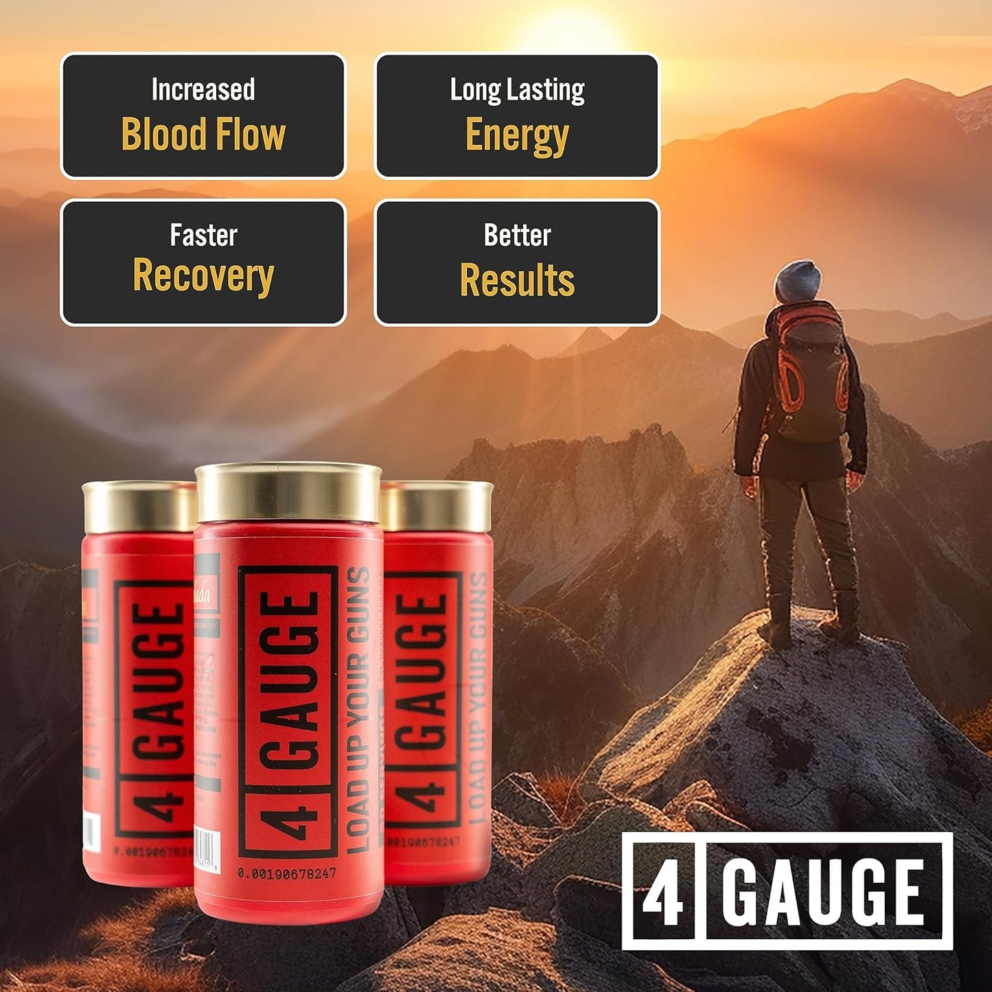 4 Gauge Explosive Preworkout - Jitter-Free Nitric Oxide Booster with L-Citrulline, L-Carnitine, Creatine - 30 Servings - No Artificial Ingredients - Fruit Blast Flavor