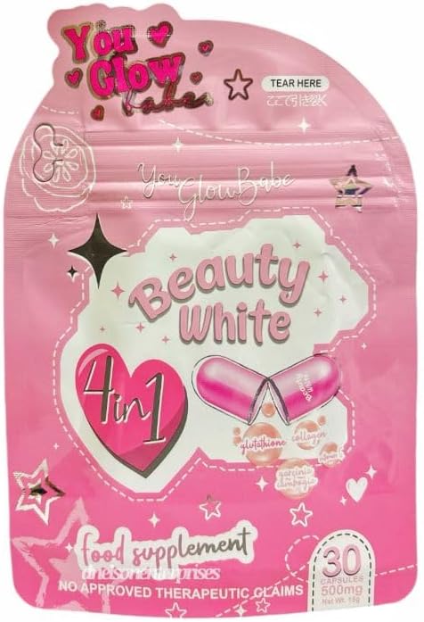 4 in 1 Glutathione Capsules for Beauty White Skin - 30 Count